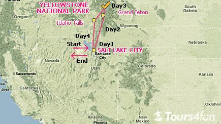 4 Days Yellowstone National Park Tour Package (land)