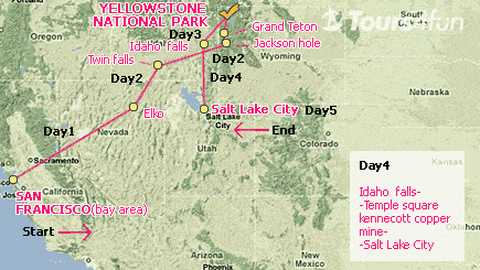 5 Days Yellowstone National Park Bus Tour A