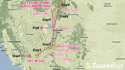 5 Days Yellowstone National Park Tour Package B (land)
