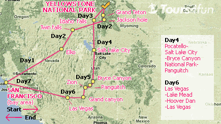 7 Days Yellowstone National Park, Southern Utah, Grand Canyon, Las Vegas Bus Tour A