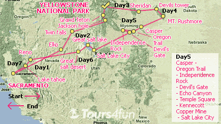 7 Days Yellowstone National Park, Mt. Rushmore Bus Tour B