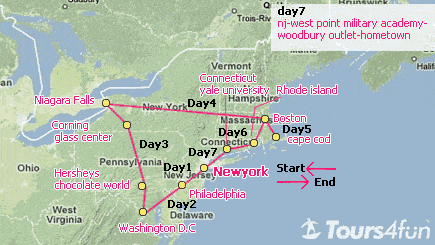 7 Days New East Coast Tour Package