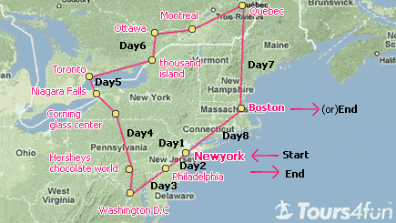 8 Days East Canada Deluxe Tour Package
