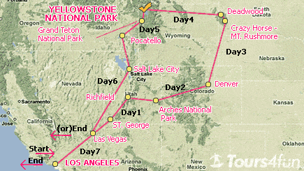 7-Day Mt. Rushmore & Yellowstone Bus Tour A