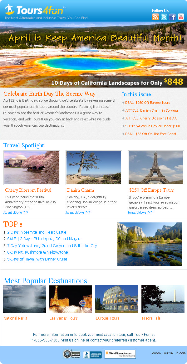 Sightseeing Tours, Travel Packages and Day Trips from Tours4Fun.com