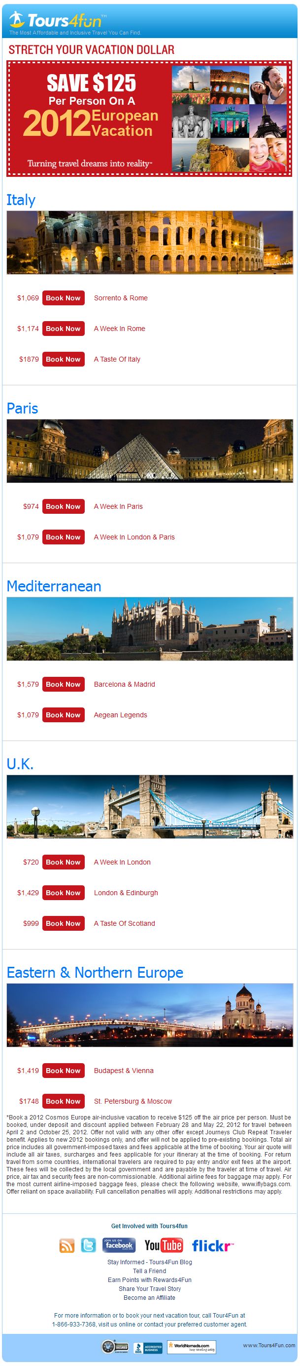 Sightseeing Tours, Travel Packages and Day Trips from Tours4Fun.com