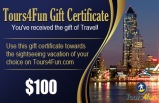 Tours4Fun Gift Certificate $100