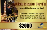 Certificado de Regalo de Tours4Fun - $2000