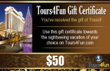 Tours4Fun Gift Certificate - $50