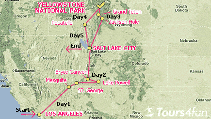 5-Day Yellowstone, Lake Powell Tour Package A
